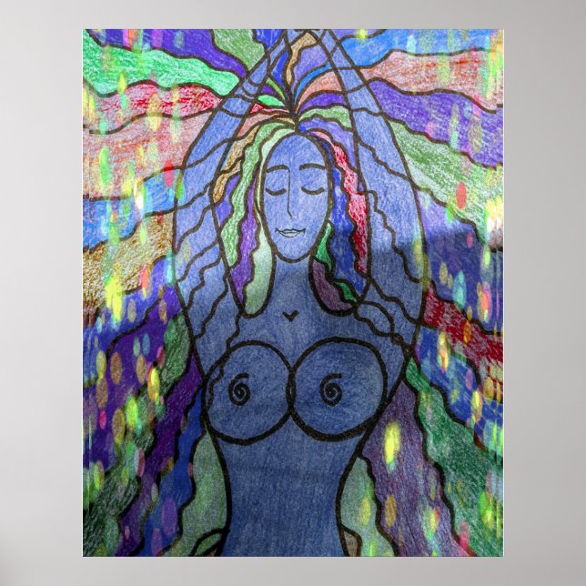 Creation Blue Modern Art Poster (Front)