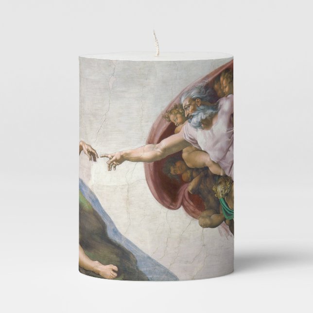 Creation by Michelangelo Pillar Candle (Front)