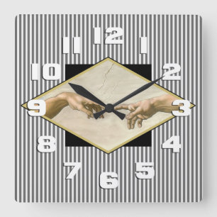 Creation of Adam Classic Art Stripes Square Wall Clock