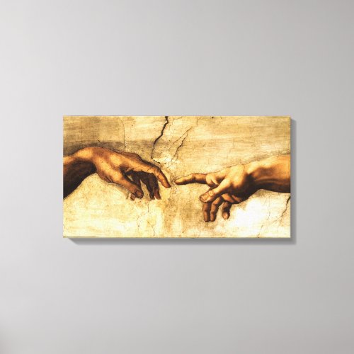 Creation of Adam Gods hand Michelangelo Canvas Print