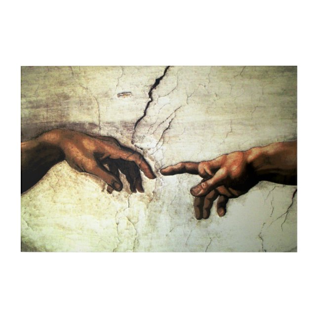 Creation of Adam - Hands Michelangelo 1475 - 1564 Acrylic Print (Front)
