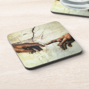Creation of Adam - Hands Michelangelo 1475 - 1564 Beverage Coaster