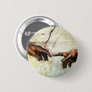 Creation of Adam - Hands Michelangelo 1475 - 1564 Button
