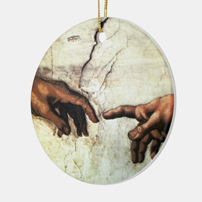 Creation of Adam - Hands Michelangelo 1475 - 1564 Ceramic Ornament (Left)