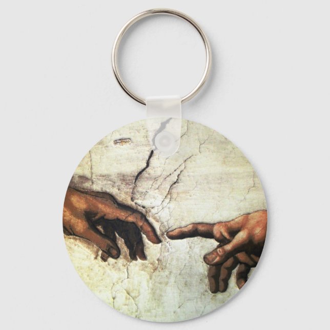 Creation of Adam - Hands Michelangelo 1475 - 1564 Keychain (Front)