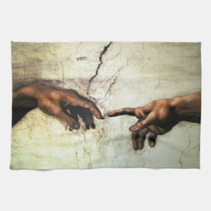 Creation of Adam - Hands Michelangelo 1475 - 1564 Kitchen Towel