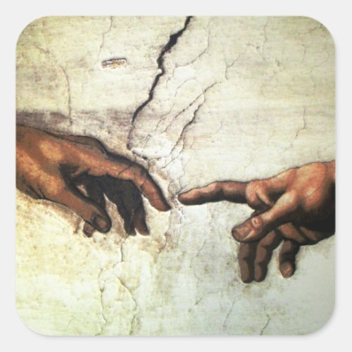 Creation of Adam _ Hands Michelangelo 1475 _ 1564 Square Sticker