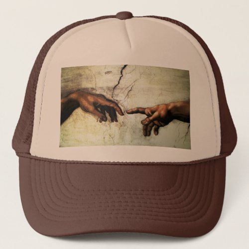 Creation of Adam _ Hands Michelangelo 1475 _ 1564 Trucker Hat