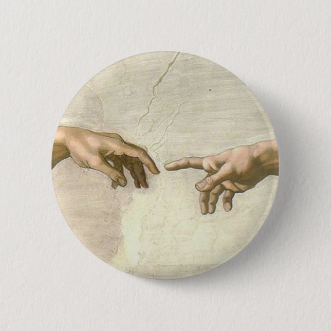 Creation of Adam Hands - Michelangelo Button (Front)