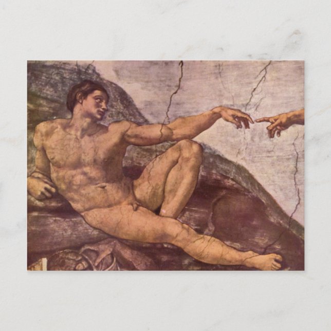 Creation of Adam in detail by Michelangelo Postcard (Front)