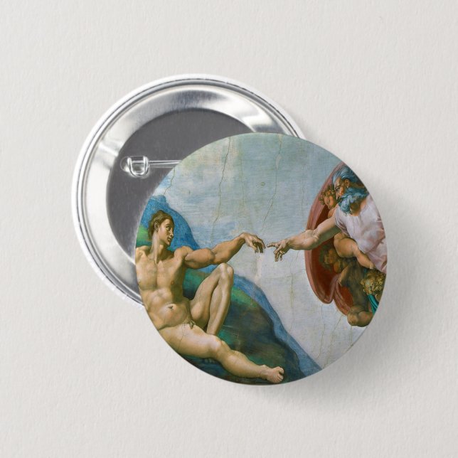 Creation of Adam - Michelangelo 1475 - 1564 Button (Front & Back)