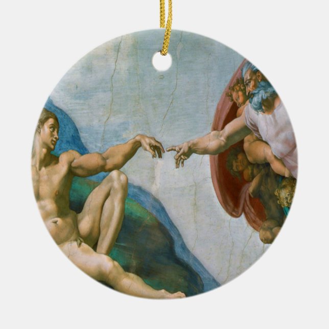 Creation of Adam - Michelangelo 1475 - 1564 Ceramic Ornament (Front)