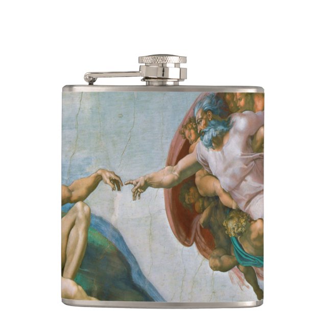Creation of Adam - Michelangelo 1475 - 1564 Flask (Front)