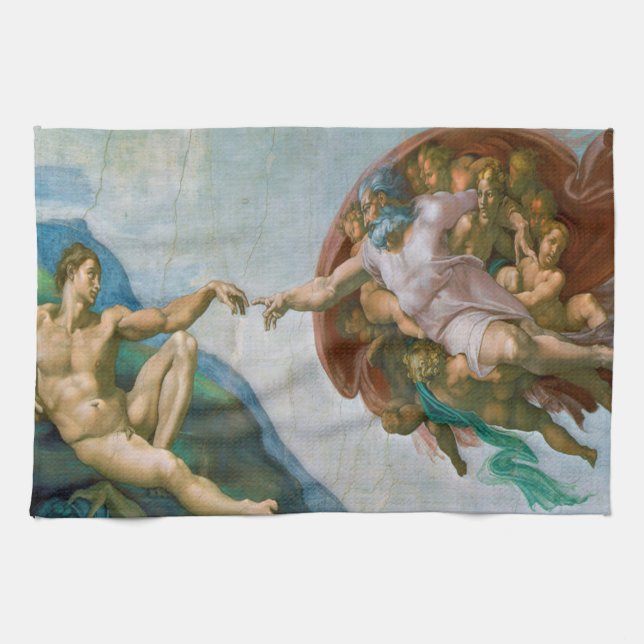 Creation of Adam - Michelangelo 1475 - 1564 Kitchen Towel (Horizontal)