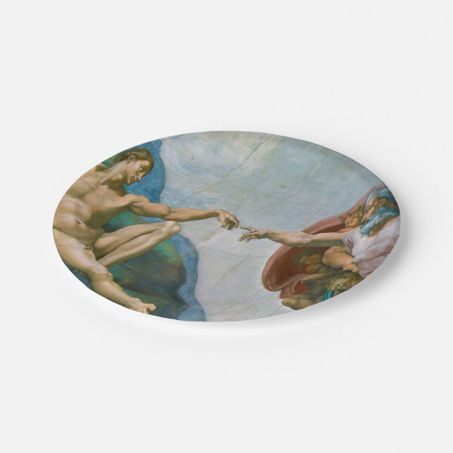 Creation of Adam - Michelangelo 1475 - 1564 Paper Plates (Angled)