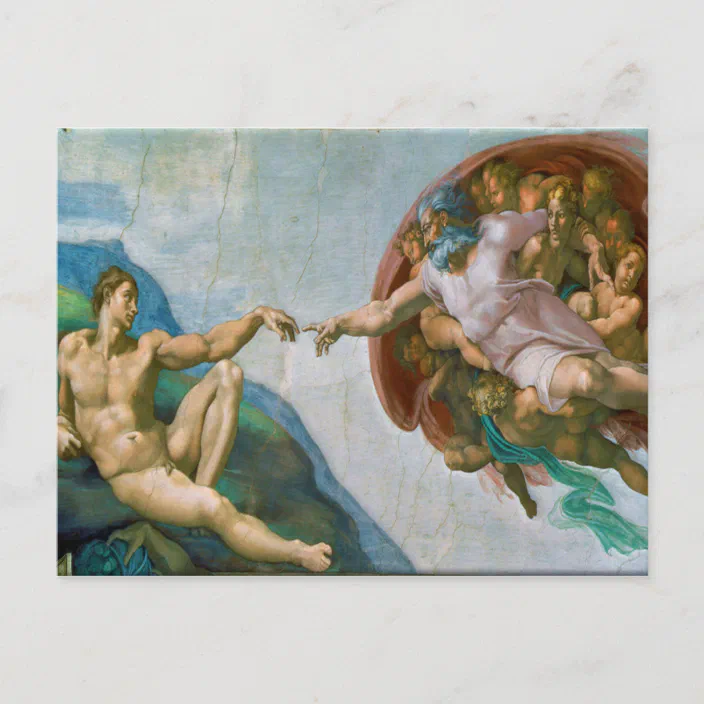Michelangelo•Creation of Adam•Head of God•Sistine Chapel Vatican Rome POSTCARD 