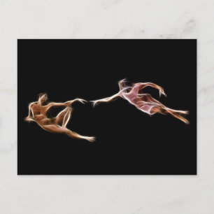Creation of Adam Michelangelo Fractal Painting Postcard