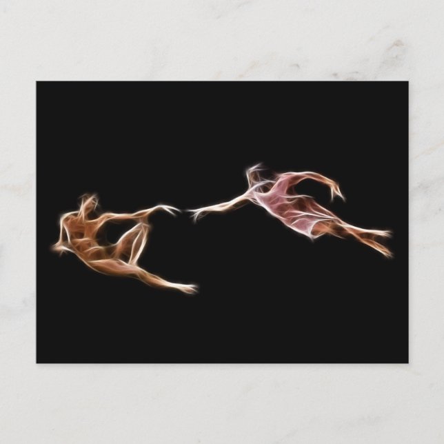 Creation of Adam Michelangelo Fractal Painting Postcard (Front)