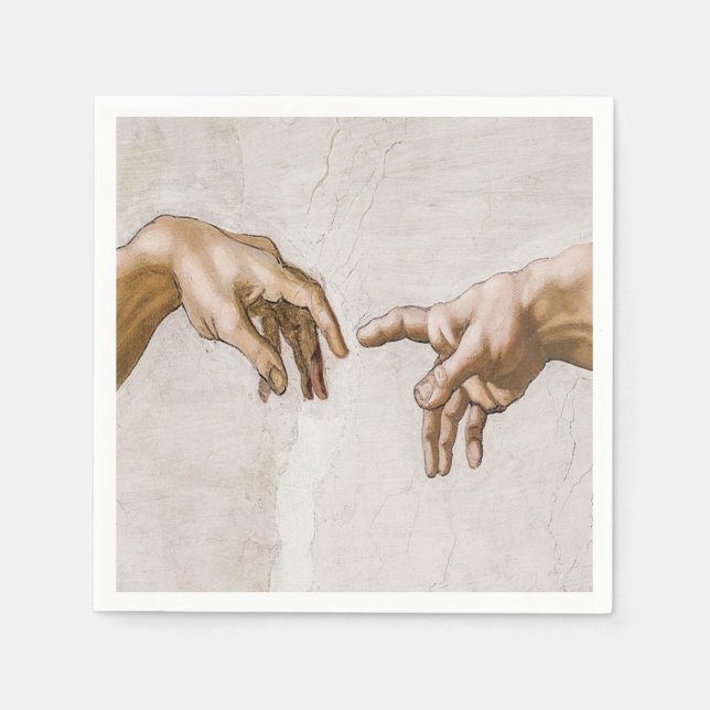 Creation Of Adam Sistine Chapel - Michelangelo Napkins (Front)