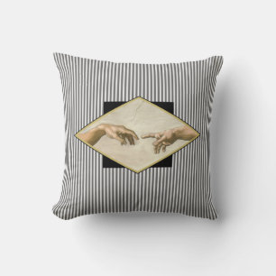 Creation of Adam Stripes Throw Pillow