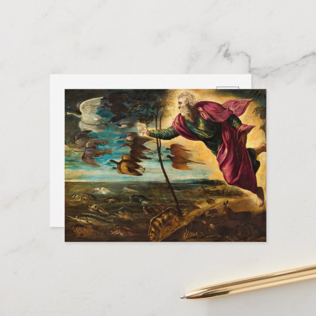 Creation of the Animals, 1553 by Jacopo Tintoretto Postcard (Front/Back In Situ)