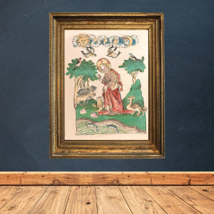 Creation of the World - Bible Medieval Manuscript Poster