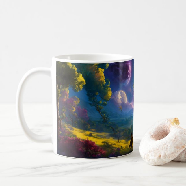 Creation of the World – Enchanting Children's Artw Coffee Mug (With Donut)