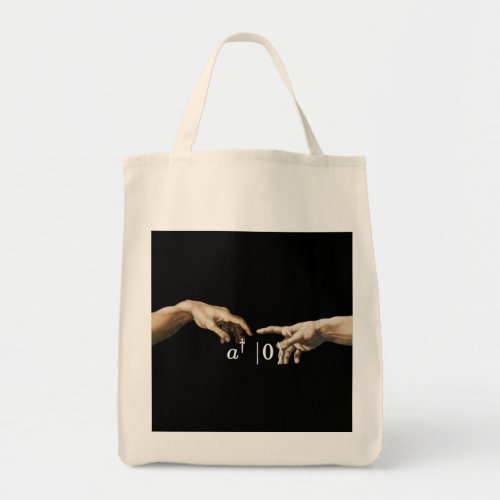 Creation operator micheangelo physics and art tote bag