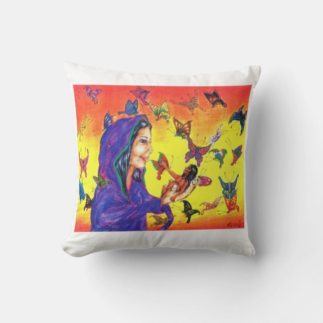 Creation Story Throw Pillow (Front)
