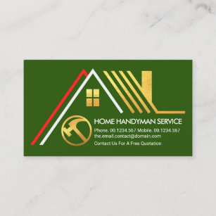 Creative A-Frame Gold Roof Construction Business Card