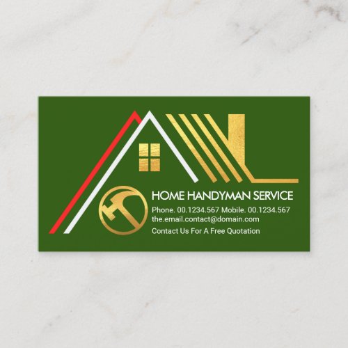 Creative A_Frame Gold Roof Construction Business Card