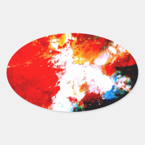 Creative Abstract Artwork Oval Sticker