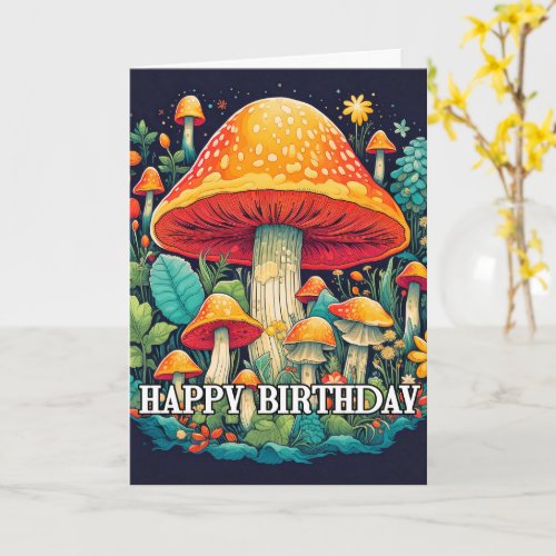 Creative Abstract Mushroom Forest Illustration Card