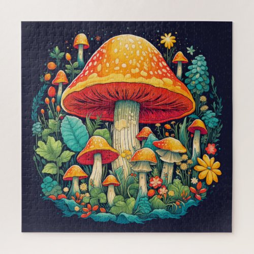Creative Abstract Mushroom Forest Illustration Jigsaw Puzzle