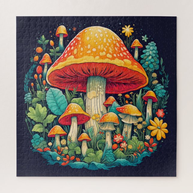 Creative Abstract Mushroom Forest Illustration Jigsaw Puzzle (Vertical)
