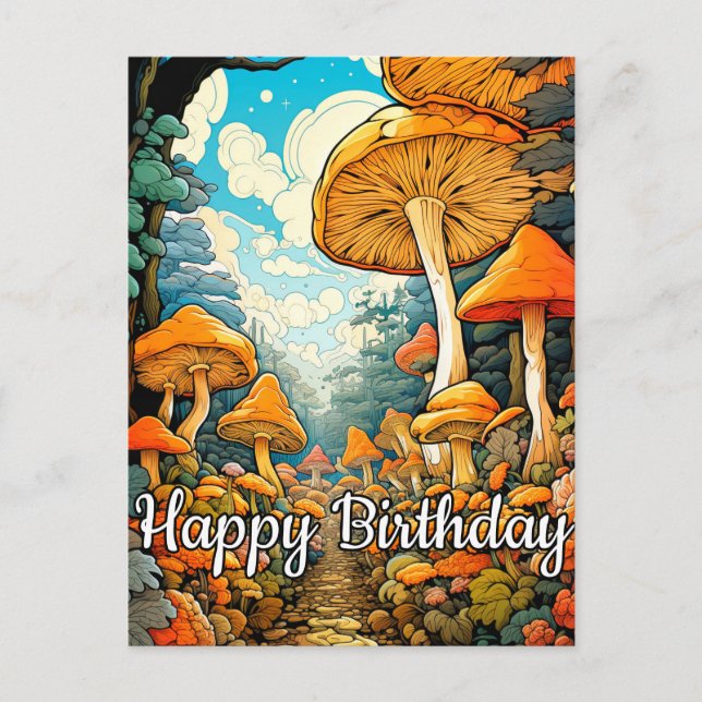 Creative Abstract Mushroom Forest Illustration Postcard (Front)
