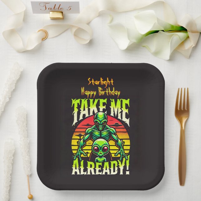 Creative Alien Art Expressing Desire for Contact Paper Plates (Wedding)