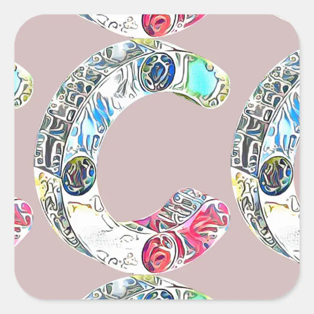 Creative Alphabet C Letter Square Sticker | Zazzle