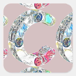 Creative Alphabet C Letter Square Sticker