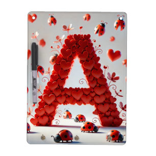 Creative Alphabet Letter A with Heart Shapes Dry Erase Board