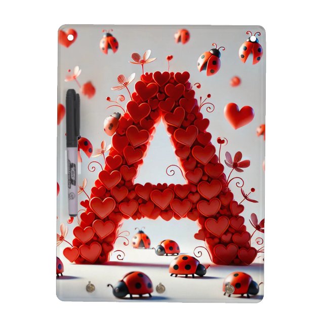 Creative Alphabet Letter A with Heart Shapes Dry Erase Board (Front)