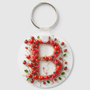 Creative Alphabet Letter B with Heart Shapes Keychain