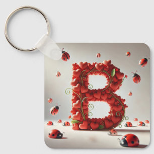 Creative Alphabet Letter B with Heart Shapes Keychain
