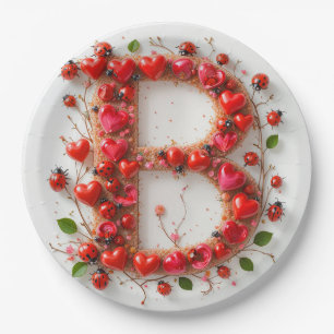 Creative Alphabet Letter B with Heart Shapes Paper Plates
