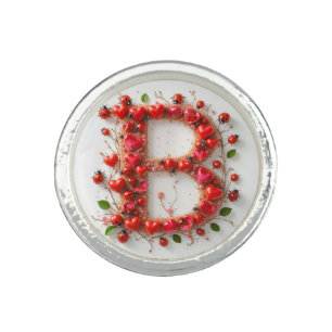 Creative Alphabet Letter B with Heart Shapes Ring