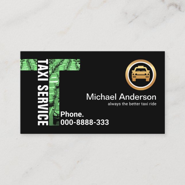 Creative Alphabet-T Traffic Taxi Ride Business Card (Front)