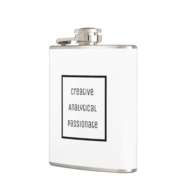 Creative, Analytical, Passionate Vinyl Wrapped Flask (Left)