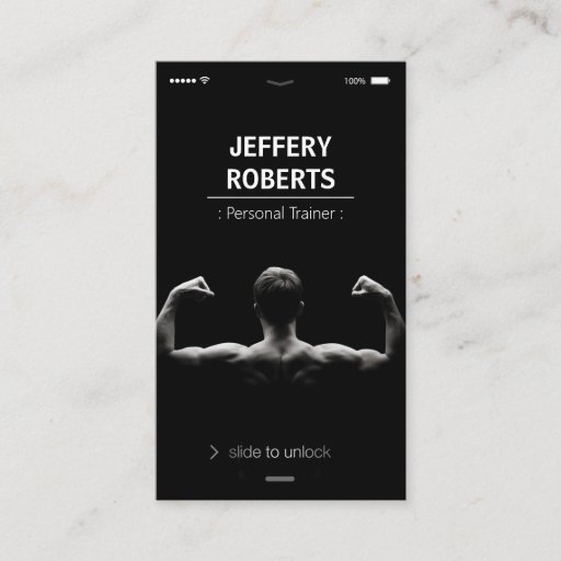 Customizable Creative and Unique Bodybuilder Personal Trainer Business Cards