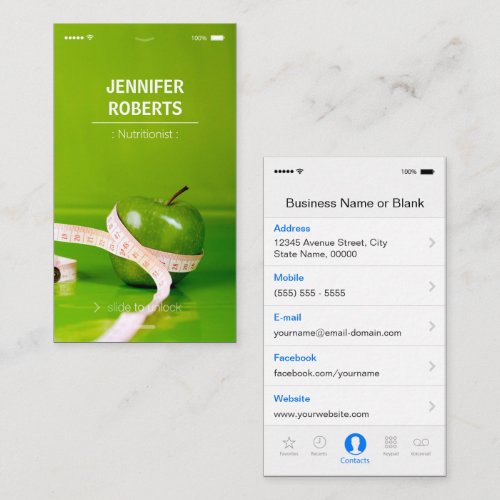 Creative and Unique Dietitian Nutritionist Business Card Templates