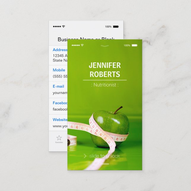 Creative and Unique Dietitian Nutritionist Business Card (Front/Back)